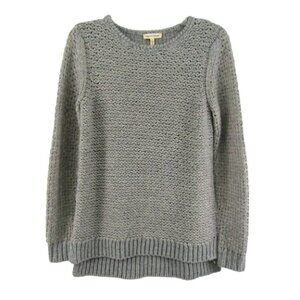 Rebecca Taylor Gray Wool Mohair Blend Sweater Size S Open Weave Silver Thread